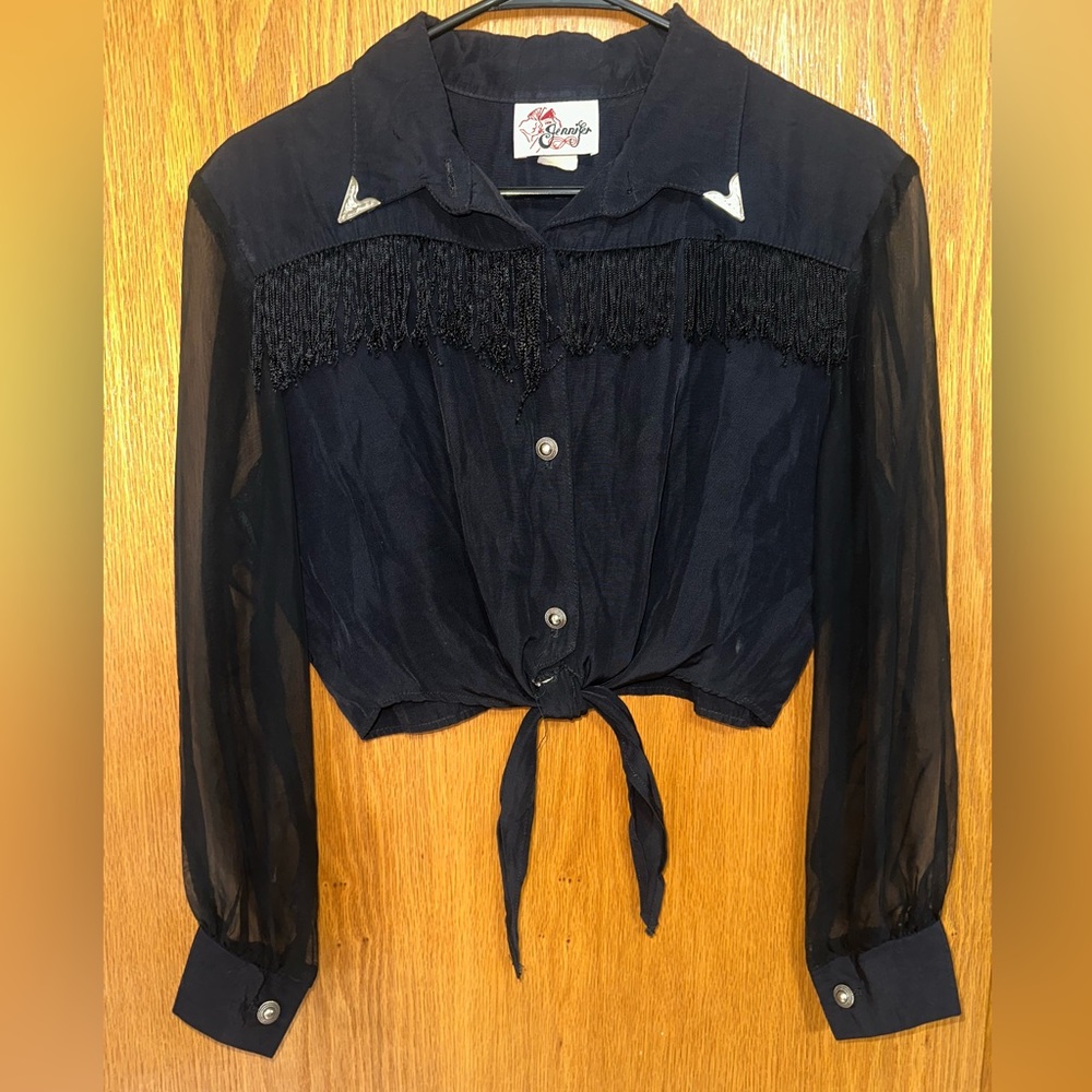 Vintage Jennifer cropped fringe Western blouse